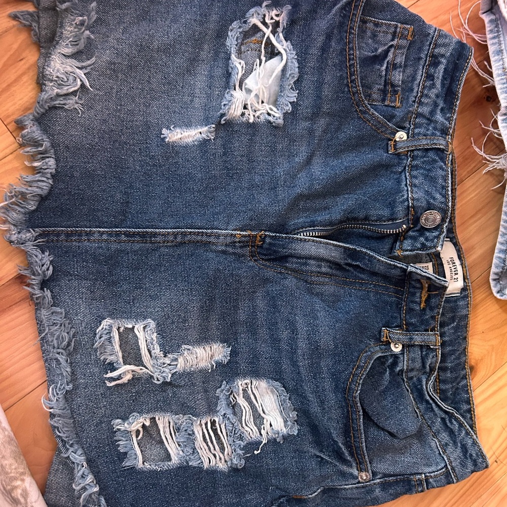 Distressed Denim Skirt